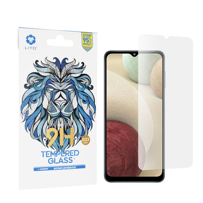 Προστατευτική μεμβράνη οθόνης Lito Classic για Samsung Galaxy F12 F127 / A12 Nacho A127 / M02 M022 / M12 M127, Ασφαλισμένο γυαλί, Πλήρης κόλλα, 2.5D