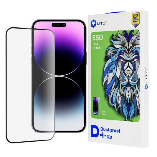 Προστατευτική μεμβράνη οθόνης Lito D+ Pro Dustproof για Apple iPhone 14 Pro Max, Ασφαλισμένο γυαλί, Πλήρης κόλλα, Μαύρο