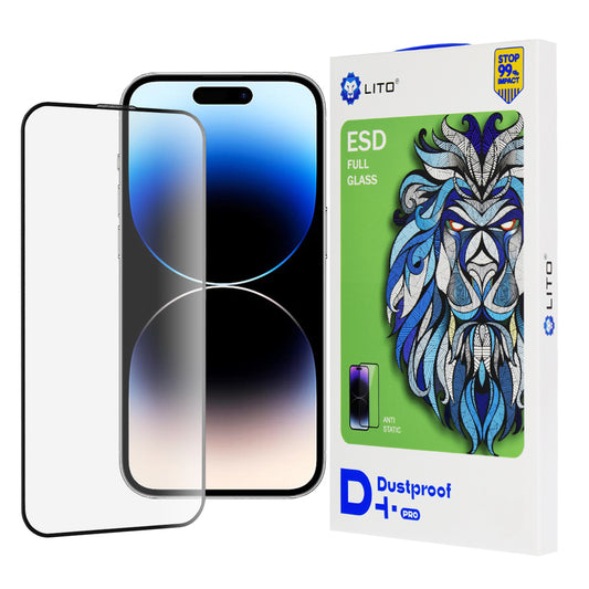 Προστατευτική μεμβράνη οθόνης Lito D+ Pro Dustproof για Apple iPhone 14 Pro, Ασφαλισμένο γυαλί, Πλήρης κόλλα, Μαύρο
