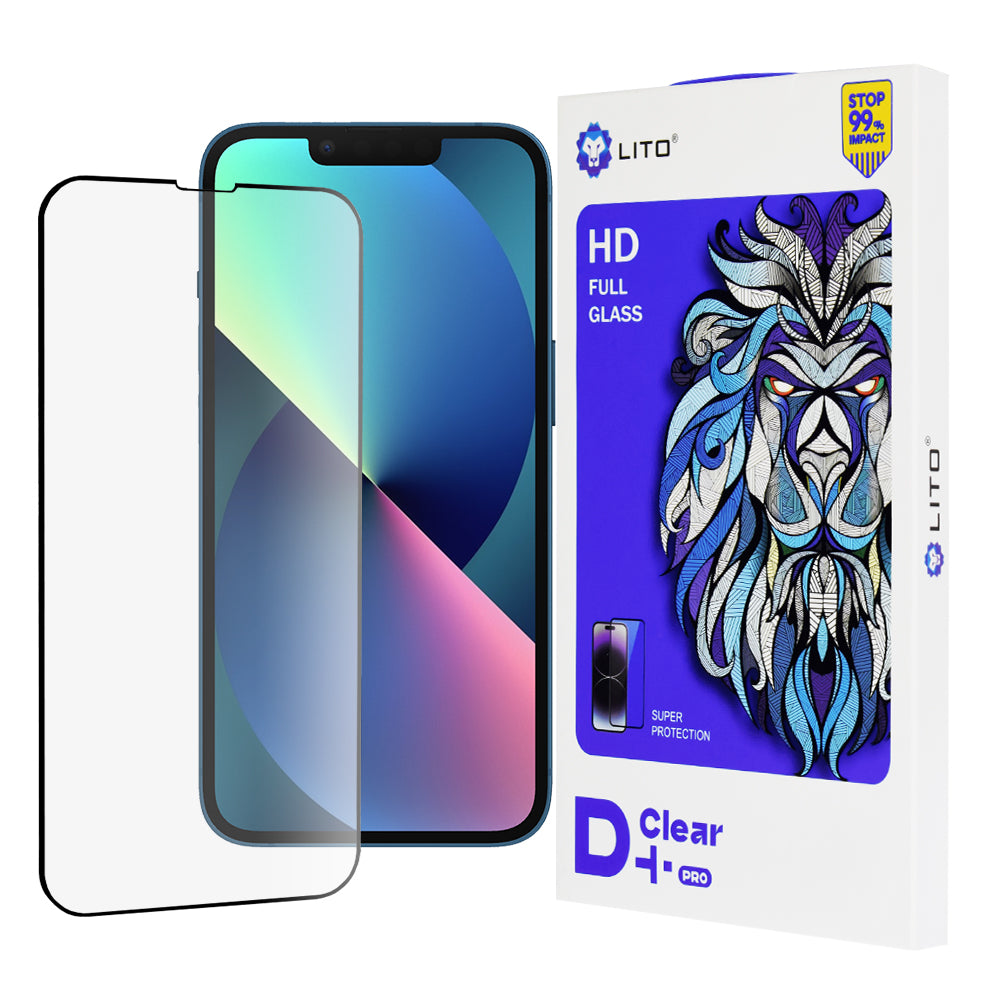 Προστατευτική μεμβράνη οθόνης Lito D+ Pro για Apple iPhone 17e / 16e / 14 / 13 Pro, Ενισχυμένο γυαλί, Πλήρης κόλλα, Μαύρο