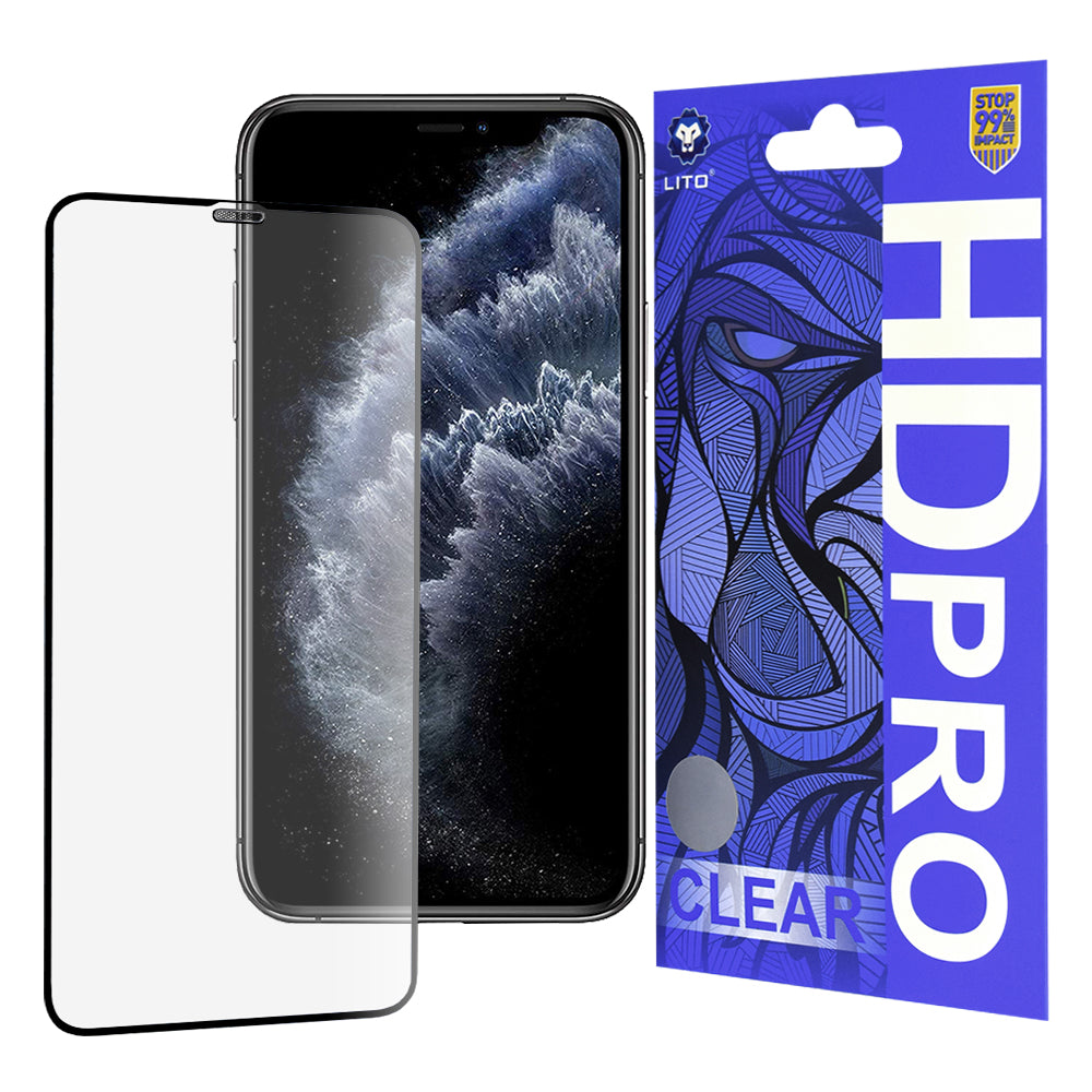 Προστατευτική μεμβράνη οθόνης Lito HD Pro Clear για Apple iPhone 11 Pro Max / XS Max, Ασφαλισμένο γυαλί, Πλήρης κόλλα, Μαύρο