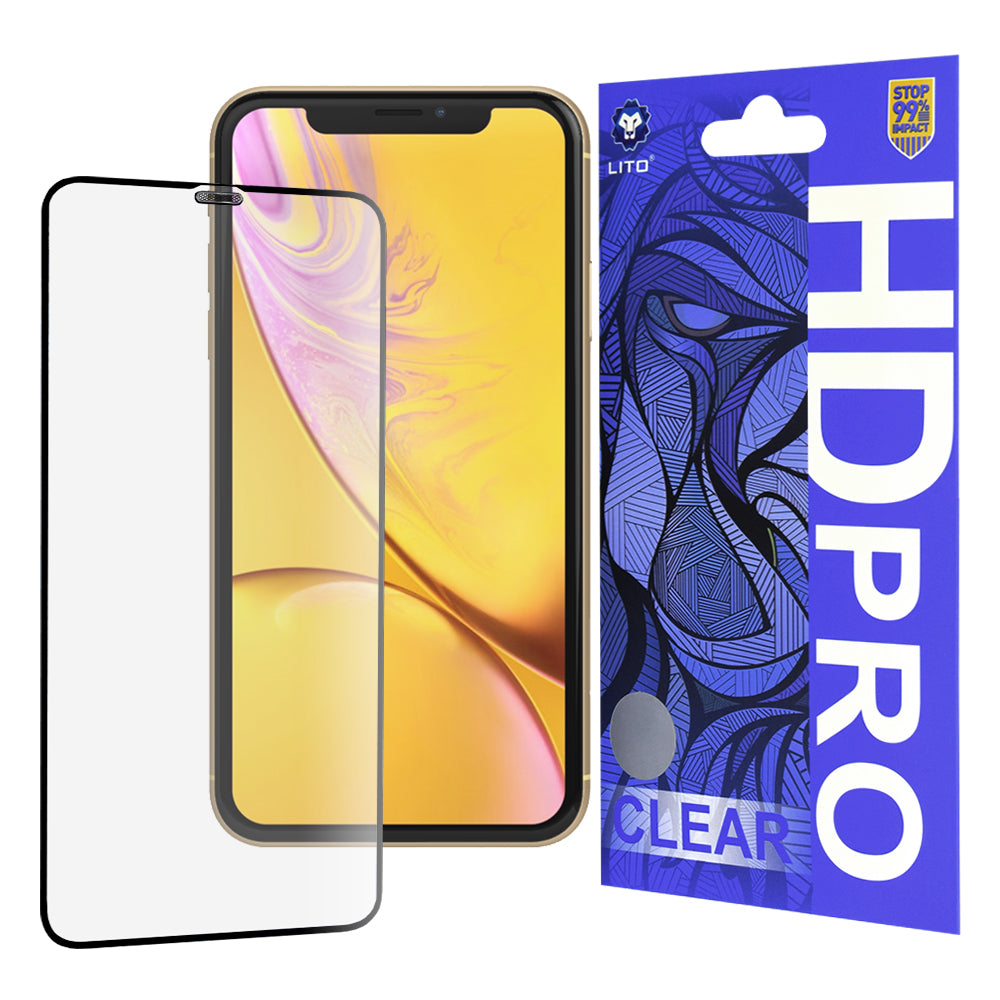 Προστατευτική μεμβράνη οθόνης Lito HD Pro Clear για Apple iPhone 11 / XR, Ασφαλισμένο γυαλί, Πλήρης κόλλα, Μαύρο