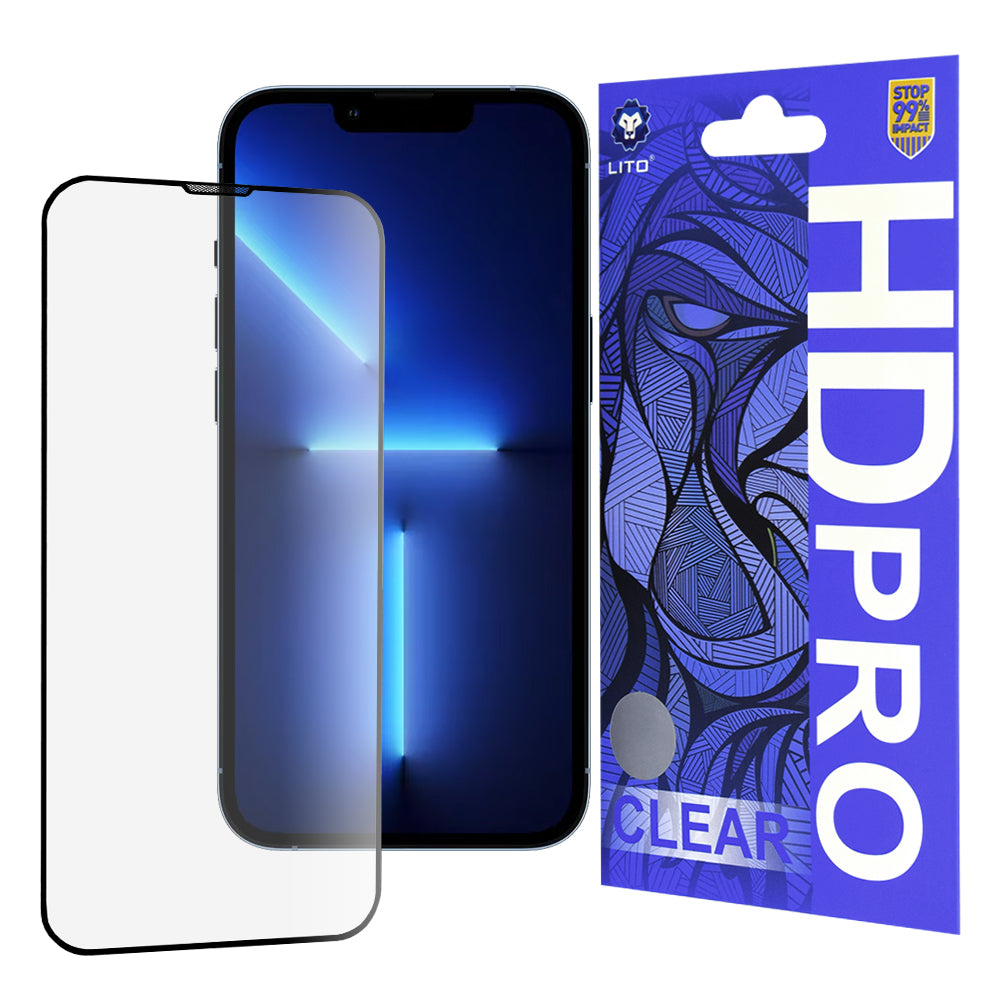 Προστατευτική μεμβράνη οθόνης Lito HD Pro Clear για Apple iPhone 14 Plus / 13 Pro Max, Ασφαλισμένο γυαλί, Πλήρης κόλλα, Μαύρο