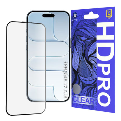 Προστατευτική Μεμβράνη Οθόνης Lito HD Pro Clear για Apple iPhone 17 Air, Ενισχυμένο Γυαλί, Full Glue, Μαύρη