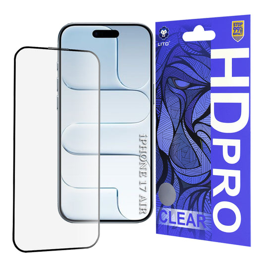 Προστατευτική Μεμβράνη Οθόνης Lito HD Pro Clear για Apple iPhone 17 Air, Ενισχυμένο Γυαλί, Full Glue, Μαύρη