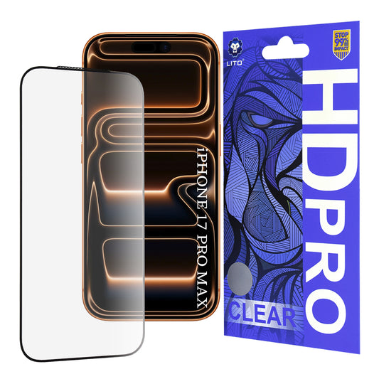 Προστατευτική Μεμβράνη Οθόνης Lito HD Pro Clear για Apple iPhone 17 Pro Max, Θωρακισμένο Γυαλί, Πλήρης Κόλληση, Μαύρη
