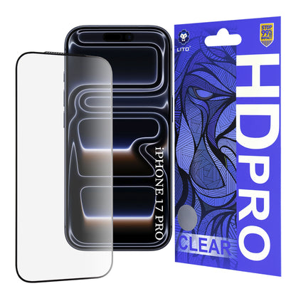 Προστατευτική Μεμβράνη Οθόνης Lito HD Pro Clear για Apple iPhone 17 Pro, Ενισχυμένο Γυαλί, Full Glue, Μαύρη