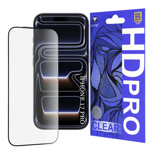 Προστατευτική Μεμβράνη Οθόνης Lito HD Pro Clear για Apple iPhone 17 Pro, Ενισχυμένο Γυαλί, Full Glue, Μαύρη