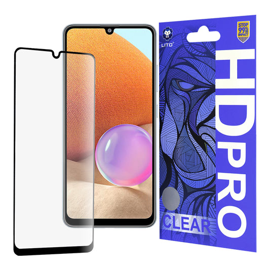 Προστατευτική μεμβράνη οθόνης Lito HD Pro Clear για Samsung Galaxy A32 A325, Ασφαλισμένο γυαλί, Πλήρης κόλλα, Μαύρο