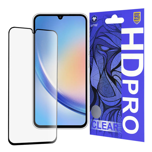 Προστατευτική μεμβράνη οθόνης Lito HD Pro Clear για Samsung Galaxy A34 A346, Ασφαλισμένο γυαλί, Πλήρης κόλλα, Μαύρο