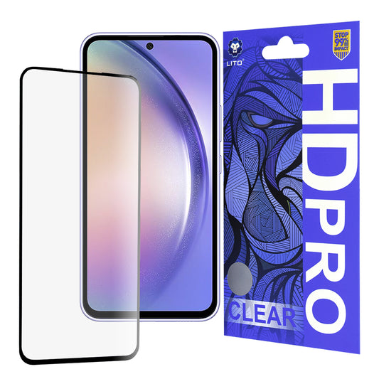 Προστατευτική μεμβράνη οθόνης Lito HD Pro Clear για Samsung Galaxy A54 A546, Ενισχυμένο γυαλί, Πλήρης κόλλα, Μαύρο