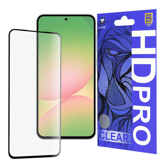 Προστατευτική μεμβράνη οθόνης Lito HD Pro Clear για Samsung Galaxy A56 A566, ασφαλισμένο γυαλί, πλήρης κόλλα, μαύρο
