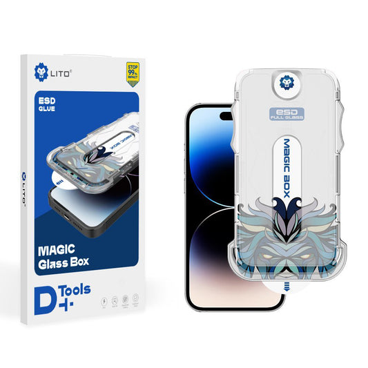 Προστατευτική μεμβράνη οθόνης Lito Magic Glass Box D+ Tools για Apple iPhone 16, Ασφαλισμένο γυαλί, Πλήρης κόλλα