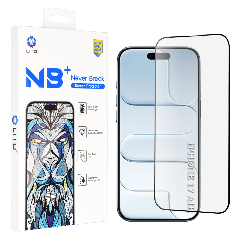 Προστατευτική Μεμβράνη Οθόνης Lito NB για Apple iPhone 17 Air, Ενισχυμένο Γυαλί, Full Glue, Μαύρη