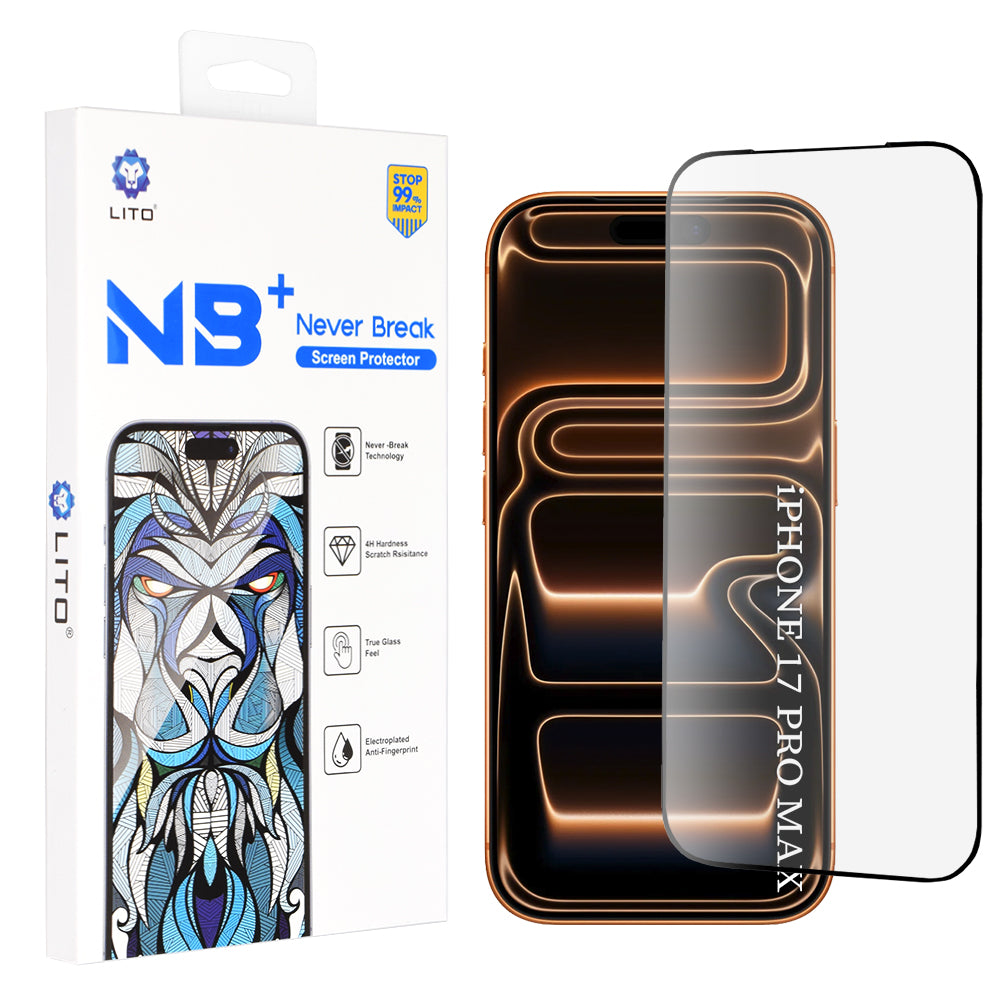 Προστατευτική Μεμβράνη Οθόνης Lito NB για Apple iPhone 17 Pro Max, Ενισχυμένο Γυαλί, Full Glue, Μαύρη