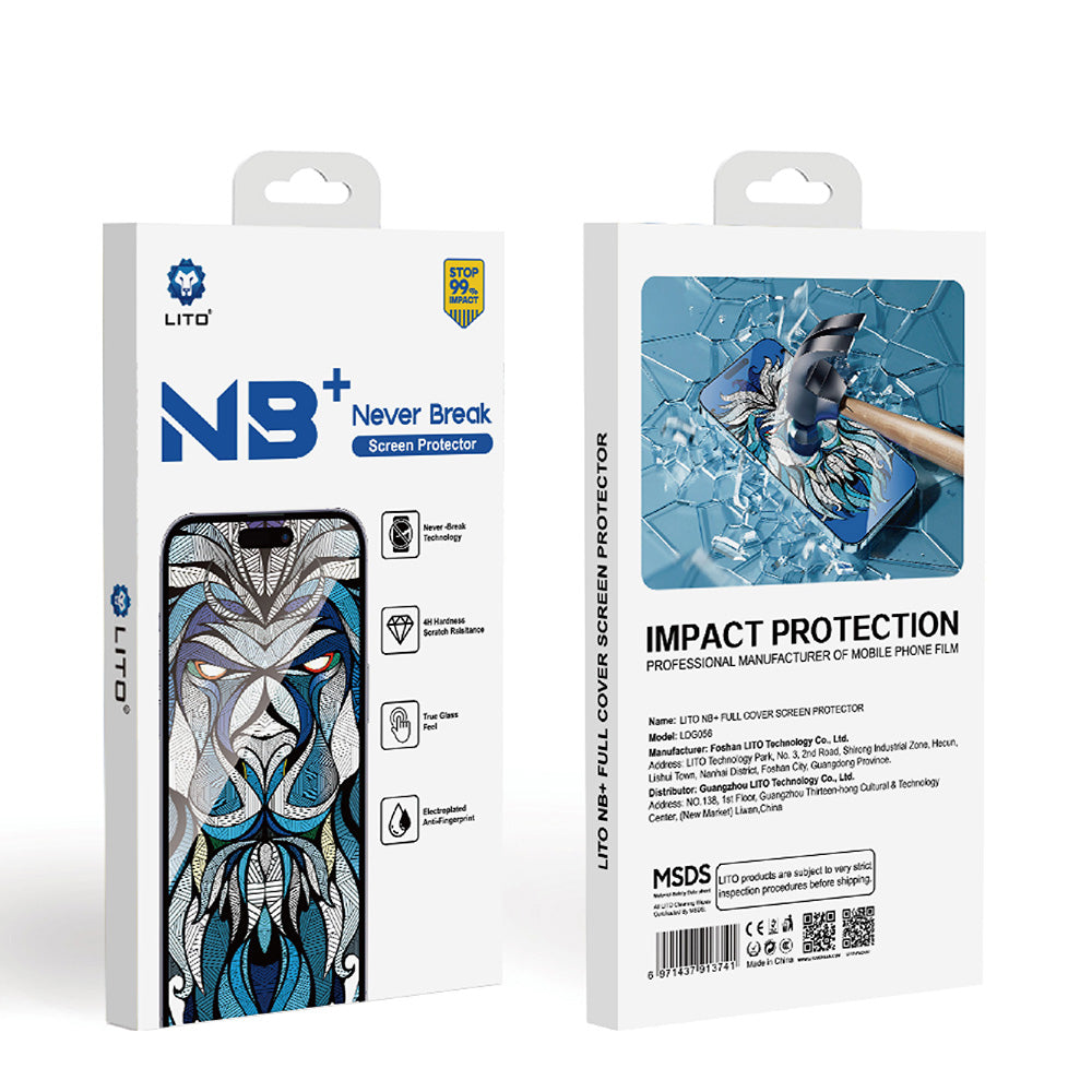 Lito NB Screen Protector for Apple iPhone 17 Pro, Tempered Glass, Full Glue, Black