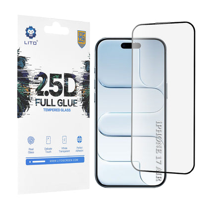 Lito Screen Protector for Apple iPhone 17 Air, Tempered Glass, Full Glue, 2.5D, Black