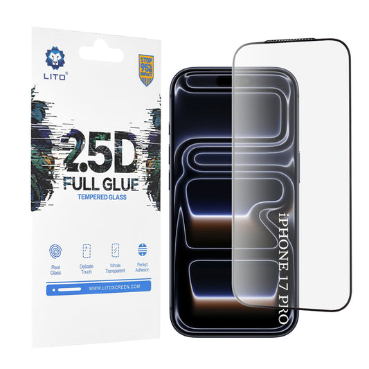 Προστατευτική Μεμβράνη Οθόνης Lito για Apple iPhone 17 Pro, Ενισχυμένο Γυαλί, Full Glue, 2.5D, Μαύρη