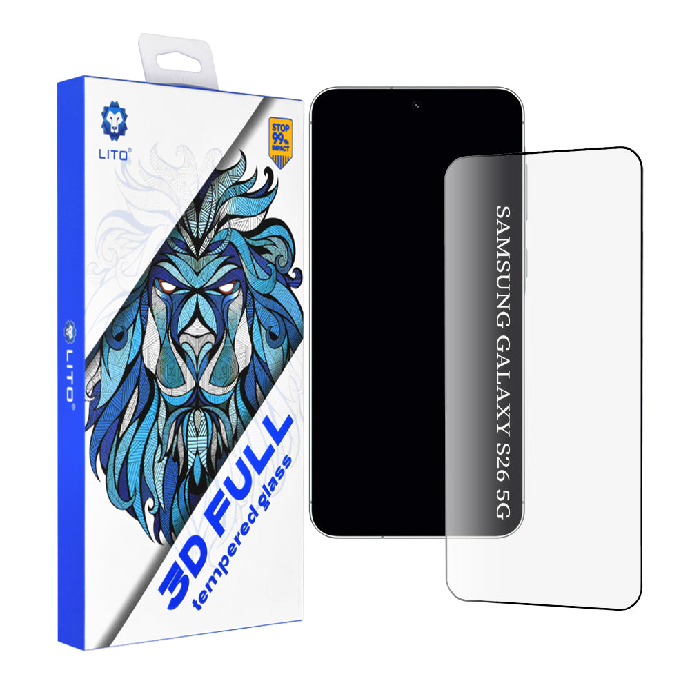 Προστατευτική Μεμβράνη Οθόνης Lito για Samsung Galaxy S26 S942, Θερμαινόμενο Γυαλί, Full Glue, 3D, Μαύρη