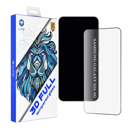 Προστατευτική Μεμβράνη Οθόνης Lito για Samsung Galaxy S26 S942, Θερμαινόμενο Γυαλί, Full Glue, 3D, Μαύρη