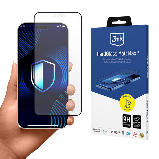 Matte Screen Protector 3MK HardGlass Max for Apple iPhone 17 Air, Tempered Glass, Full Glue, Black
