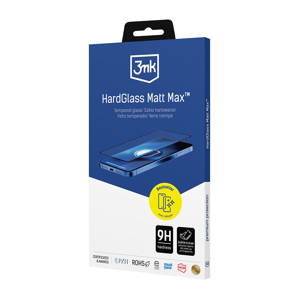 Προστατευτική Μεμβράνη Οθόνης Matte 3MK HardGlass Max για Apple iPhone 17 Pro Max, Ενισχυμένο Γυαλί, Full Glue, Μαύρη