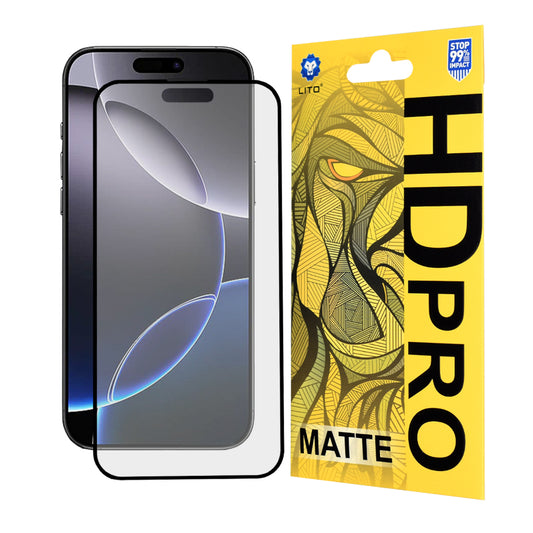 Ματ Προστατευτική Μεμβράνη Οθόνης Lito HD Pro για Apple iPhone 16 Pro Max, Ασφαλισμένο Γυαλί, Πλήρης Κόλλα, Μαύρο