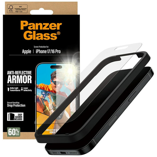 Προστατευτική Μεμβράνη Οθόνης Matte PanzerGlass Armor EasyAligner για Apple iPhone 17 / 16 Pro, Ενισχυμένο Γυαλί, Full Glue