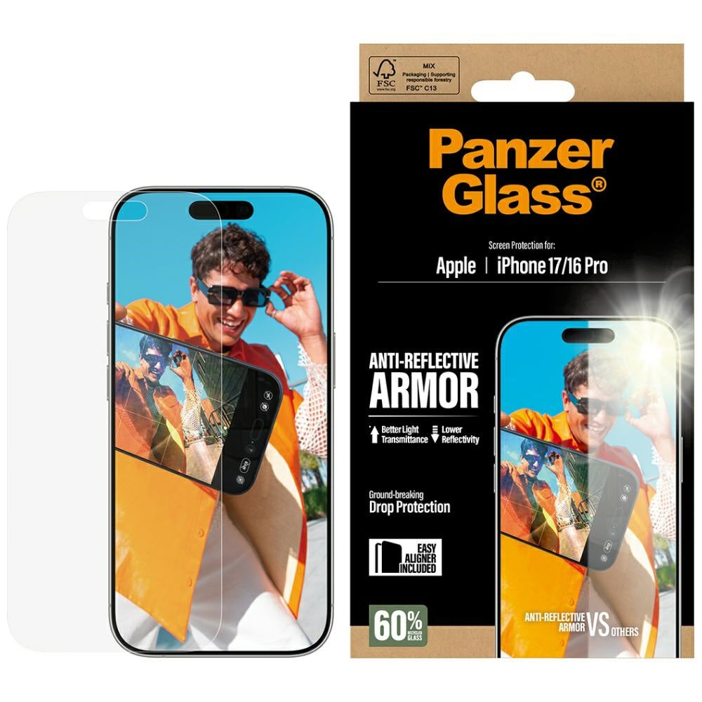 Προστατευτική Μεμβράνη Οθόνης Matte PanzerGlass Armor EasyAligner για Apple iPhone 17 / 16 Pro, Ενισχυμένο Γυαλί, Full Glue