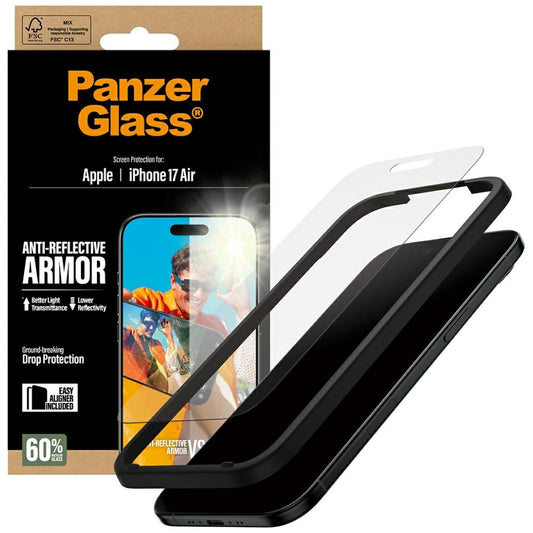 Προστατευτική Μεμβράνη Οθόνης Matte PanzerGlass Armor EasyAligner για Apple iPhone 17 Air, Ενισχυμένο Γυαλί, Full Glue
