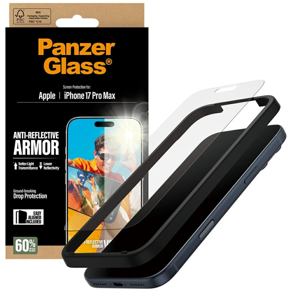 Προστατευτική Μεμβράνη Οθόνης Matte PanzerGlass Armor EasyAligner για Apple iPhone 17 Pro Max, Ενισχυμένο Γυαλί, Full Glue