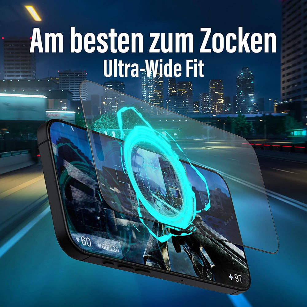 Προστατευτική Μεμβράνη Οθόνης Matte PanzerGlass Ultra-Wide Fit Gaming για Apple iPhone 16 Pro, Ενισχυμένο Γυαλί, Full Glue, Μαύρη