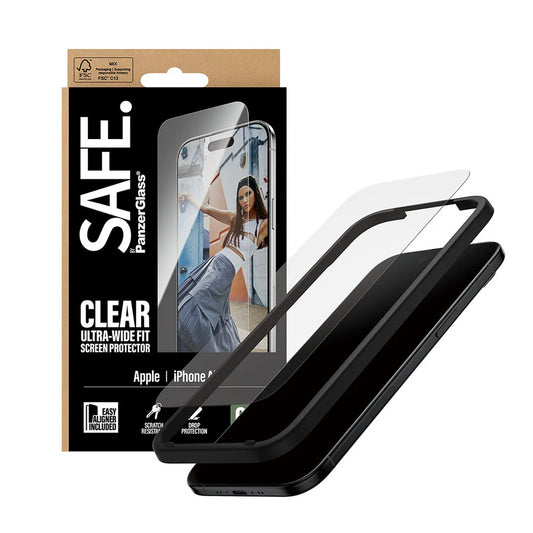 Προστατευτική Μεμβράνη Οθόνης PanzerGlass Safe. Ultra-Wide Fit EasyAligner για Apple iPhone 17 Air, Ενισχυμένο Γυαλί, Full Glue