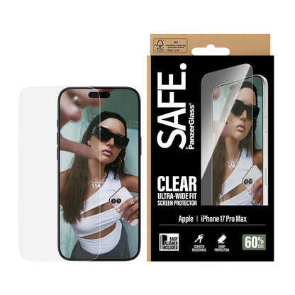 Προστατευτική Μεμβράνη Οθόνης PanzerGlass Safe. Ultra-Wide Fit EasyAligner για Apple iPhone 17 Pro Max, Ενισχυμένο Γυαλί, Full Glue