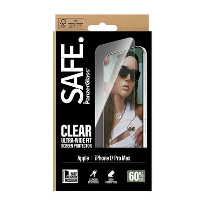 Προστατευτική Μεμβράνη Οθόνης PanzerGlass Safe. Ultra-Wide Fit EasyAligner για Apple iPhone 17 Pro Max, Ενισχυμένο Γυαλί, Full Glue
