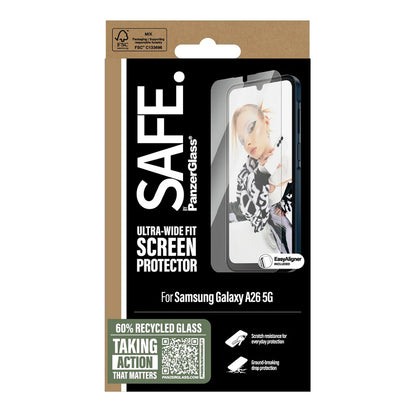 Προστατευτική Μεμβράνη Οθόνης PanzerGlass Safe. Ultra-Wide Fit EasyAligner για Samsung Galaxy A26 A266, Ενισχυμένο Γυαλί, Full Glue
