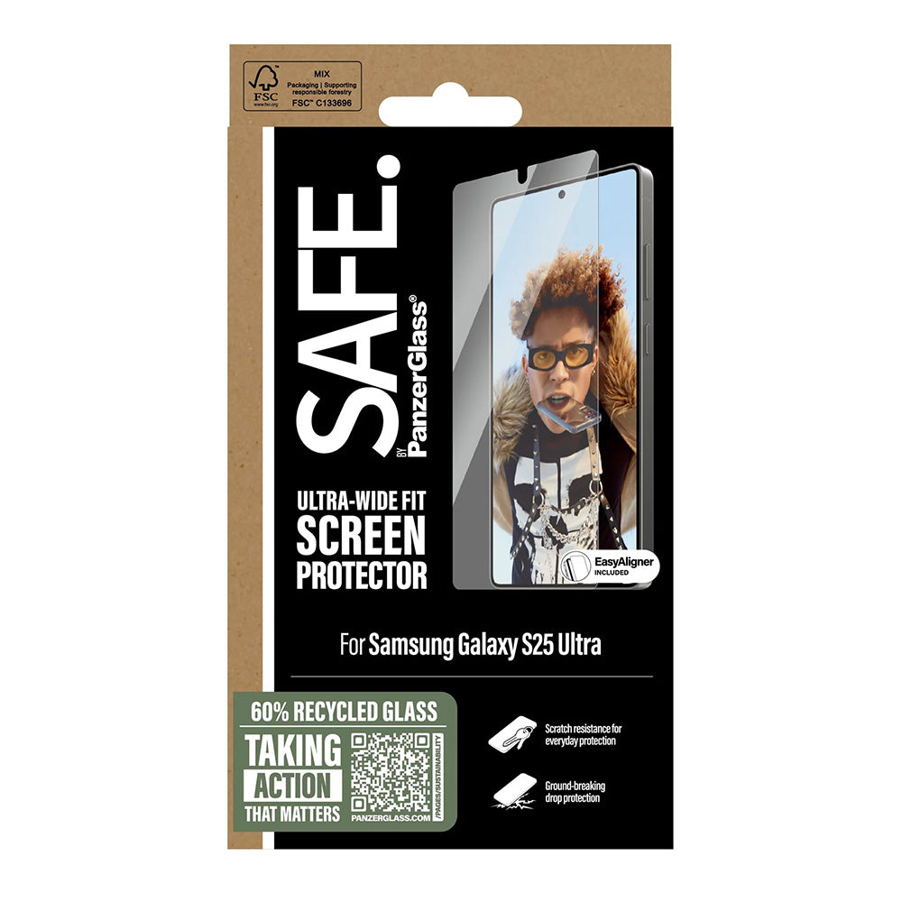 Προστατευτική Μεμβράνη Οθόνης PanzerGlass Safe. Ultra-Wide Fit EasyAligner για Samsung Galaxy S25 Ultra S938, Ενισχυμένο Γυαλί, Full Glue