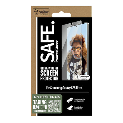 Προστατευτική Μεμβράνη Οθόνης PanzerGlass Safe. Ultra-Wide Fit EasyAligner για Samsung Galaxy S25 Ultra S938, Ενισχυμένο Γυαλί, Full Glue
