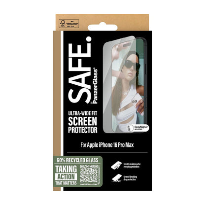 Προστατευτική Μεμβράνη Οθόνης PanzerGlass Safe. Ultra-Wide Fit για Apple iPhone 16 Pro Max, Ενισχυμένο Γυαλί, Full Glue