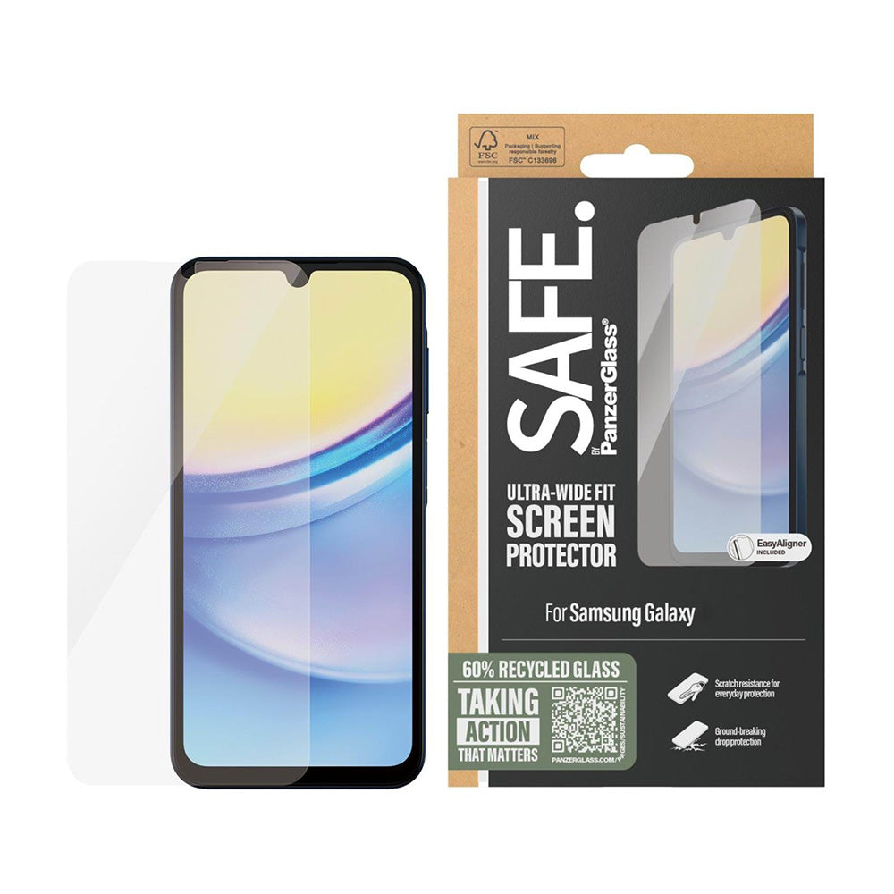 Προστατευτική Μεμβράνη Οθόνης PanzerGlass Safe. Ultra-Wide Fit για Samsung Galaxy A16 5G A166 / A16 4G A165, Ενισχυμένο Γυαλί, Full Glue