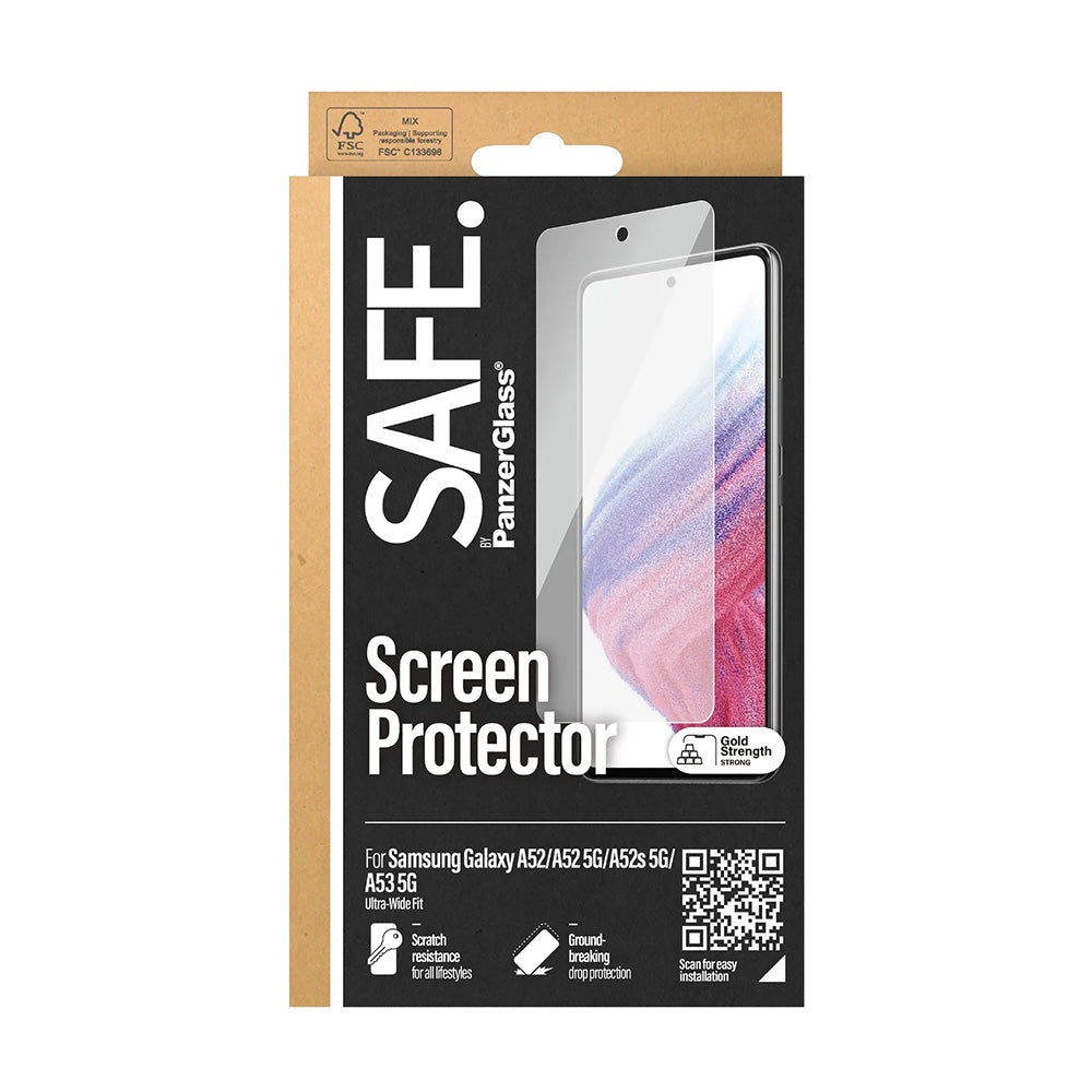Προστατευτική Μεμβράνη Οθόνης PanzerGlass Safe. Ultra-Wide Fit για Samsung Galaxy A53 5G A536 / A52s 5G A528 / A52 5G A526, Ενισχυμένο Γυαλί, Full Glue
