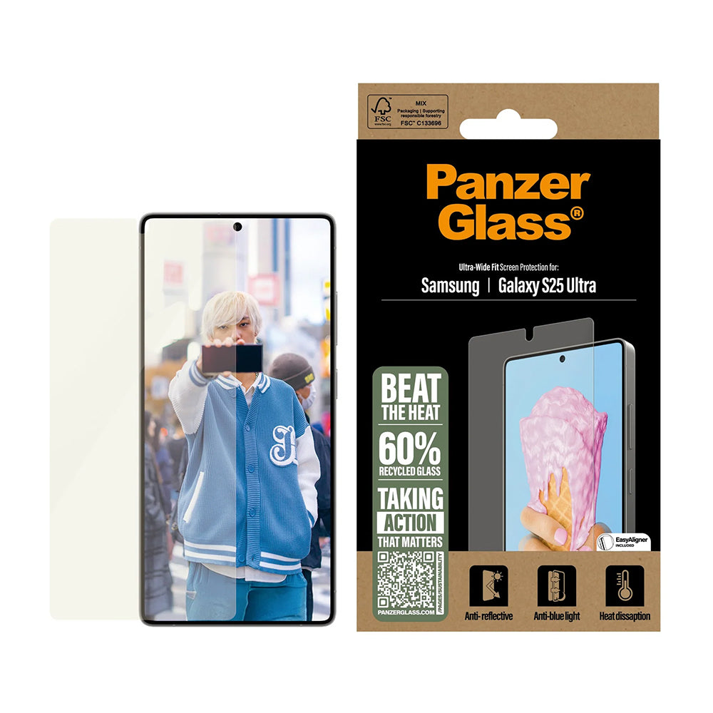 Προστατευτική Μεμβράνη Οθόνης PanzerGlass Ultra-Wide Fit All-in-One για Samsung Galaxy S25 Ultra S938, Ενισχυμένο Γυαλί, Full Glue