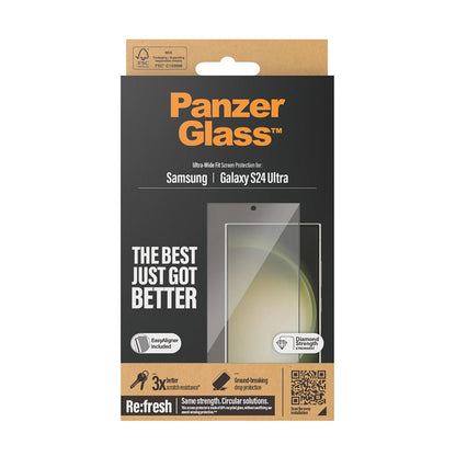 Προστατευτική Μεμβράνη Οθόνης PanzerGlass Ultra-Wide Fit EasyAligner για Samsung Galaxy S24 Ultra S928, Ενισχυμένο Γυαλί, Πλήρης Κόλληση, Μαύρη
