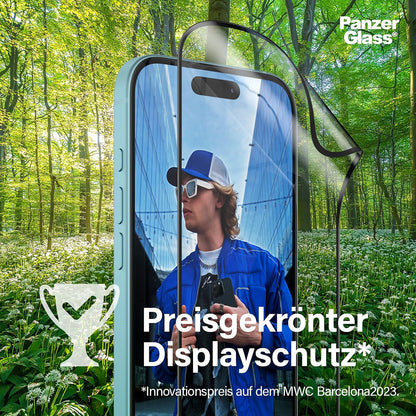 Προστατευτική Μεμβράνη Οθόνης PanzerGlass Ultra-Wide Fit EyeCare για Apple iPhone 16 Pro, Ενισχυμένο Γυαλί, Full Glue, Μαύρη