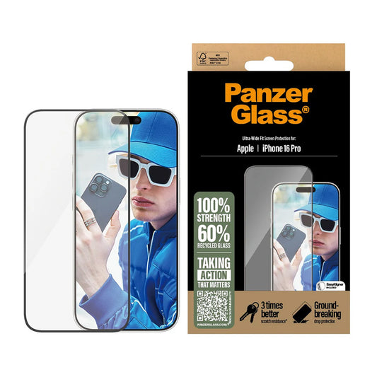 Προστατευτική Μεμβράνη Οθόνης PanzerGlass Ultra-Wide Fit για Apple iPhone 16 Plus / 15 Plus, Ενισχυμένο Γυαλί, Full Glue, Μαύρη