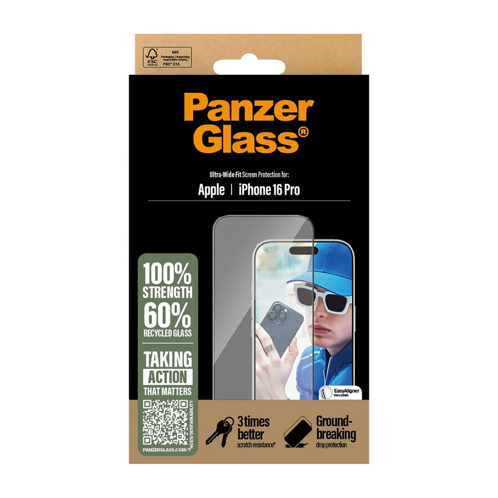 Προστατευτική Μεμβράνη Οθόνης PanzerGlass Ultra-Wide Fit για Apple iPhone 16 Plus / 15 Plus, Ενισχυμένο Γυαλί, Full Glue, Μαύρη