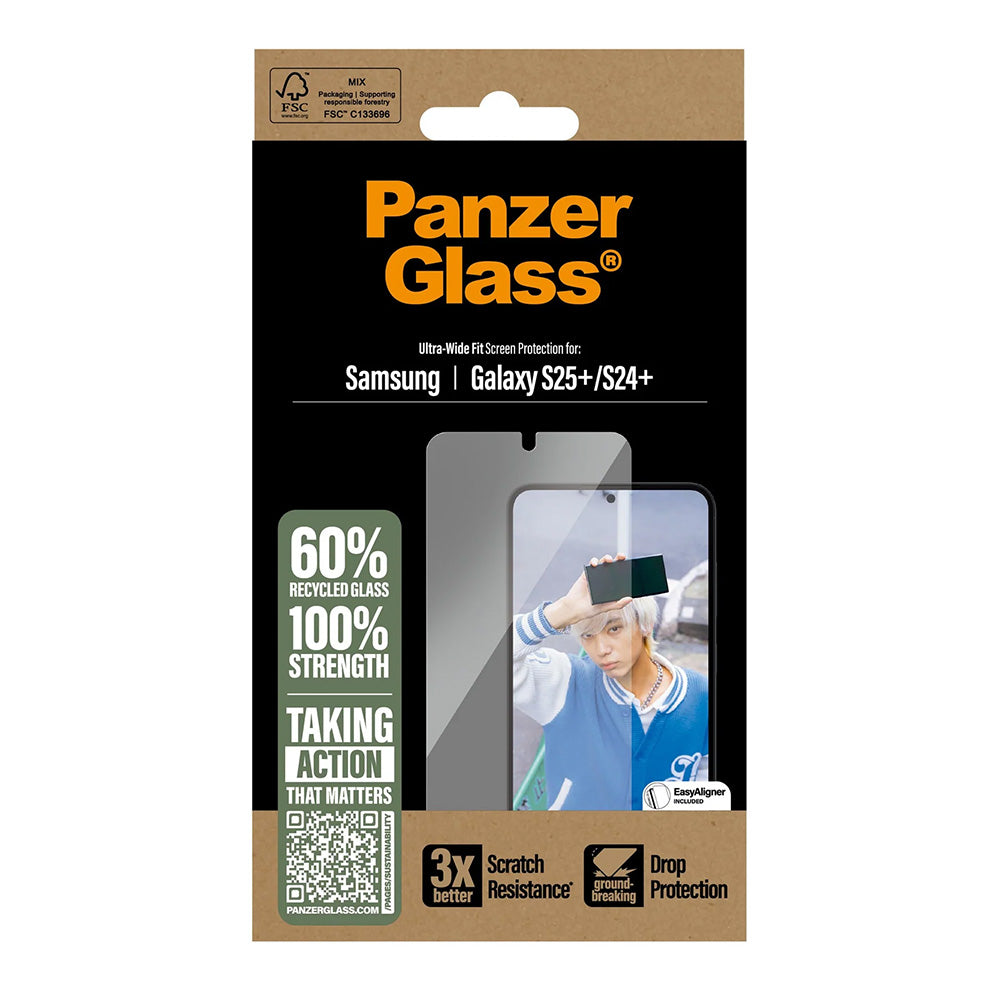 Προστατευτική Μεμβράνη Οθόνης PanzerGlass Ultra-Wide Fit για Samsung Galaxy S25+ S936 / S24+ S926, Ενισχυμένο Γυαλί, Full Glue
