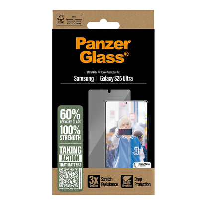 Προστατευτική Μεμβράνη Οθόνης PanzerGlass Ultra-Wide Fit για Samsung Galaxy S25 Ultra S938, Ενισχυμένο Γυαλί, Full Glue