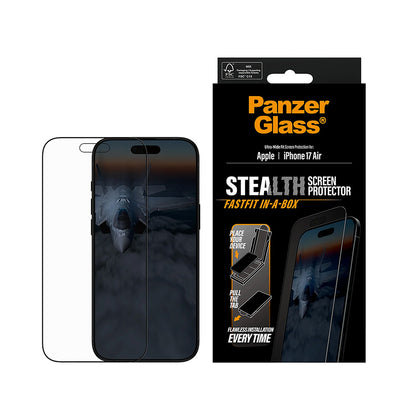 Προστατευτική Μεμβράνη Οθόνης PanzerGlass Ultra-Wide Fit Stealth Fastfit για Apple iPhone 17 Air, Ενισχυμένο Γυαλί, Full Glue, Μαύρη