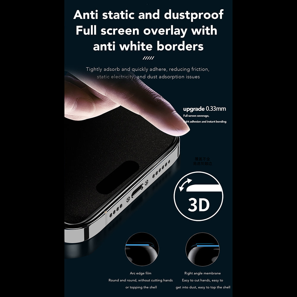 Προστατευτική μεμβράνη οθόνης Privacy Anank 1X Reinforced 360 για Apple iPhone 15, Ασφαλισμένο γυαλί, Πλήρης κόλλα, 2.5D